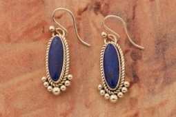 Artie Yellowhorse Genuine Blue Lapis Turquoise Sterling Silver Earrings